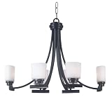 Kenroy Home 90376BRZ Bow Six-Light Chandelier, Bronze with White Opal Globes