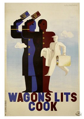 Wagons Lits Cook Vintage Art Deco Railroad Train Poster by A.M. Cassandre