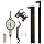 Mitutoyo 513-528T Pocket Type Dial Test Indicator, Full Set, Horizontal Type, 0.375" Stem Dia., White Dial, 0-20-0 Reading, 1.3" Dial Dia., 0-0.04" Range, 0.001" Graduation, +/-0.001" Accuracy