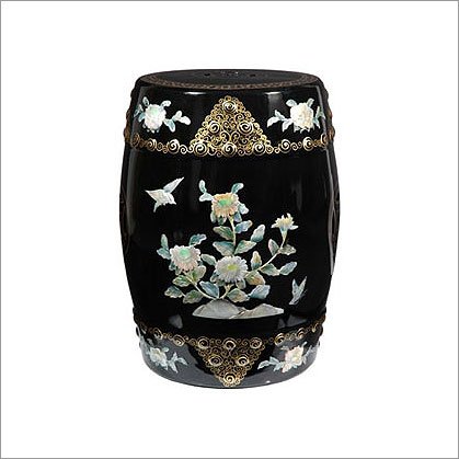 Oriental Furniture Chinese Classic Black Garden Stool LCQ-18GS-Black