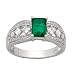 Sterling Silver Emerald-Cut Created Emerald Ring, Size 9
