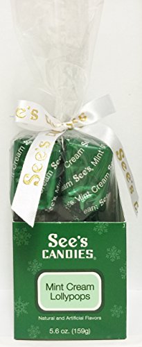 See's Candies 5.6 oz Mint Cream Lollypops