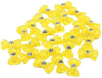 20PCS 3D Yellow Resin Rhinestone Bowknot Nail Decorations