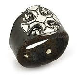Mens Leather Cross Ring
