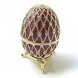 24k Gold-Plated, Enamel Swarovski Crystal Faberge-Style Egg Jewel Box