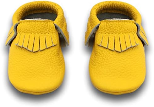 BirdRock Baby Moccasins - 100% Genuine Leather - Boys and Girls Shoes for Infants, Babies, and Toddlers (Small | 6-12 Months | US 4, Sunflower)