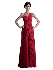 A-line Floor Length Natural   Waistline One Shoulder Lace Chiffon Bridesmaid Dress 