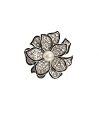 G by GUESS Pave Enamel Edge Flower Ring, SILVER