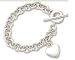 14k White Heart Shaped Charm and Toggle Bracelet - 7.5 Inch