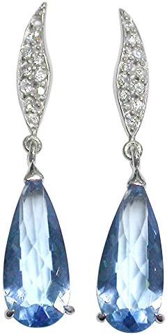 Smooth Gliding Sky Blue Topaz CZ Dangling Earrings 925 Silver Fashion Design