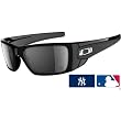 Oakley New York Yankees Fuel Cell Men's Special Editions Major League Baseball Sports Sunglasses w/ Free B&F Heart Sticker Bundle - Polished Black/Black Iridium