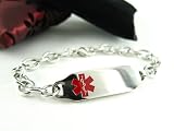 Women's, Ladies, Medical Jewelry ID Bracelet, O-LINK Chain - Custom Engraving INCLD