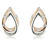 Pepperpink 9ct Rose And White Gold And Diamond Spotted Twist Earrings