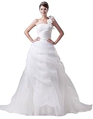 Ruched One Shoulder Organza/Taffeta  Dress with a Chapel Train 