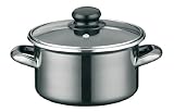 saucepan steamers-ELO 45620 Black Line Enamel 3-Quart Casserole Stock Pot with Glass Lid, Induction Ready