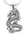 Antiqued Medieval Sterling Silver DRAGON Pendant Charm