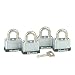 Master Lock 3009D Keyed-Alike Warded Padlock, Steel, 1-1/2-Inch, 4-Pack
