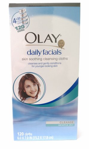  Olay Daily Facials Skin Soothing Cleansing Cloths for Sensitive Skin 120 Cloths Total 