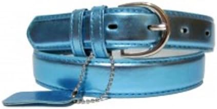 Genuine Leather Women's Dress Belt Colors Metallic Blue Small