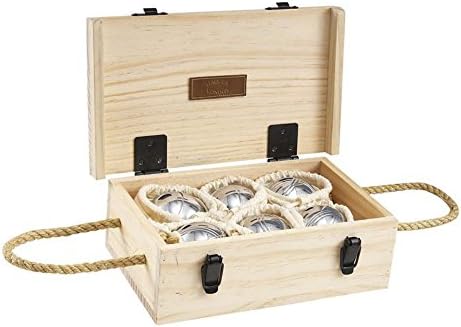 Jaques Jaques Alloy 6 Boule Bocce Ball Set with Wooden Box - Petanque