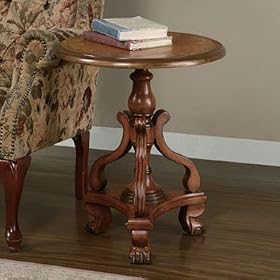 Cherry Accent Table with Turned Pedestal by AtHomeMart