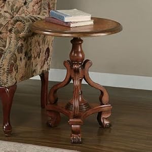 Cherry Accent Table with Turned Pedestal by AtHomeMart