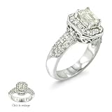 416Dd8peifL. SL160  1.84 CT TW EMERALD CUT DIAMOND ANTIQUE INSPIRED STYLE ENGAGEMENT RING SET IN 18K WHITE GOLD
