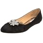Badgley Mischka Women's Reba Flat,Black Satin,6 M US