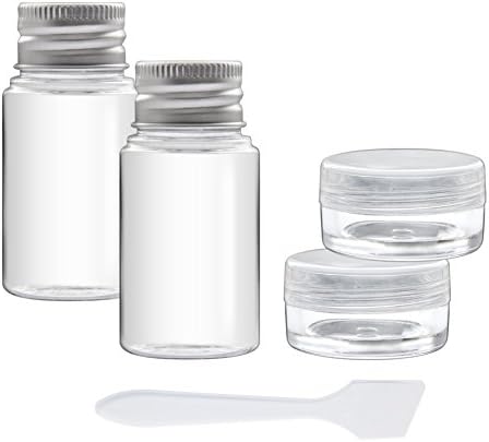 Kinepin 5 PCS Empty Screw Top Empty Bottle Cream Jar with Stirrer Travel Set