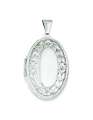 Sterling Silver Oval Locket Pendant Jewelry 40mm