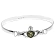 Green Amber Claddagh Heart Shaped Stone Small Elegent Bangle 7