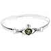 Green Amber Claddagh Heart Shaped Stone Small Elegent Bangle 7"