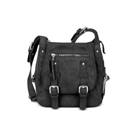 Nuovedive Front Pocket Calf Leather Zippered Cross-Body Bag Black