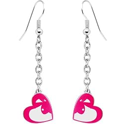 Playboy Bunny Pink Heart Drop Earrings