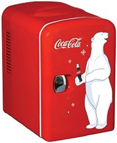 Koolatron KWC-4 Coca-Cola Personal 6-Can Mini Fridge & Tin Sign - Coke - C. 1916 Ice Cold , 16x13