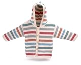 Baby's Organic Cotton Striped Hoodie - Hand Knitted