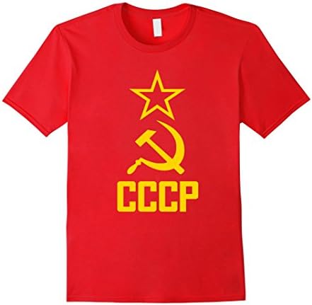 Men's CCCP Hammer &amp; Sickle Communist Shirt Large Red