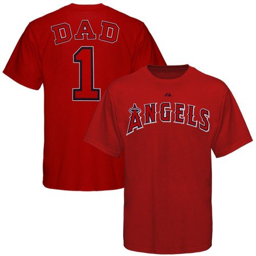 Majestic Los Angeles Angels of Anaheim Red #1 Dad T-shirt