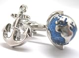 Navy Cufflinks Cuff Links Sailor Boat Globe Spins Functional Sailing Sports World Traveler Sail Around the World C1