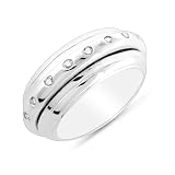 0.15ct TDW Diamond Swivel Ring in Sterling Silver - Size 5