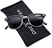 Retro Classic Metal Half Frame Horn Rimmed Sunglasses (Thin Black Frame / Gold Rimmed, 50)