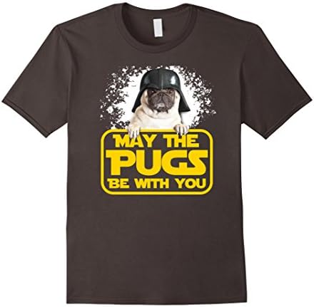 Men's The Official "MAY THE PUGS BE WITH YOU" Funny Pug T-shirt Medium Asphalt