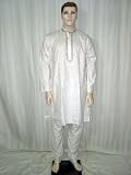 Fascinating Designer Mens Clothing Self Stripes Kurta Pyjama Chest 46 Inch