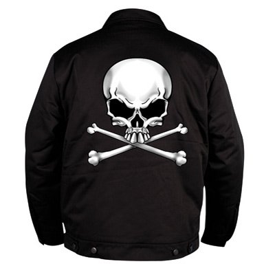 Hot Leathers Skull & Crossbones Mechanic's Jacket Large Black On Sale