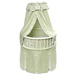 White Elegance Round Baby Bassinet w Sage Waffle... by CutieBeauty