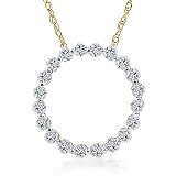 14K Yellow Gold Diamond Circle Pendant 1/2 Carat Weight