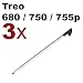 3-Pack Stylus for Palm Treo 680 / 750 / 755p, Metal