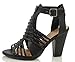 Delcious Women's Aliya Strappy Gladiator Open Toe Stacked Heel Sandal