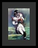 Michael Vick (With Football) Sports Black Wood-Mounted Poster Print - 11" X 17"