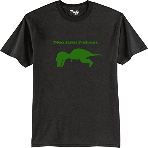T-rex Hates Pushups Funny Mens T-shirt Gym Shirts Charcoal/Irish S
